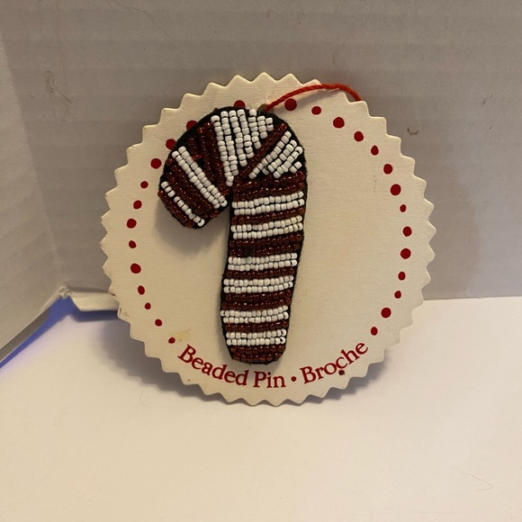 Hallmark Beaded Candy Cane Pin by Artist Cindy Pawlyshn New on Card GR8 Gift - Picture 15 of 15